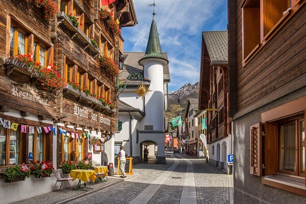 Andermatt Switzerland streets in summer